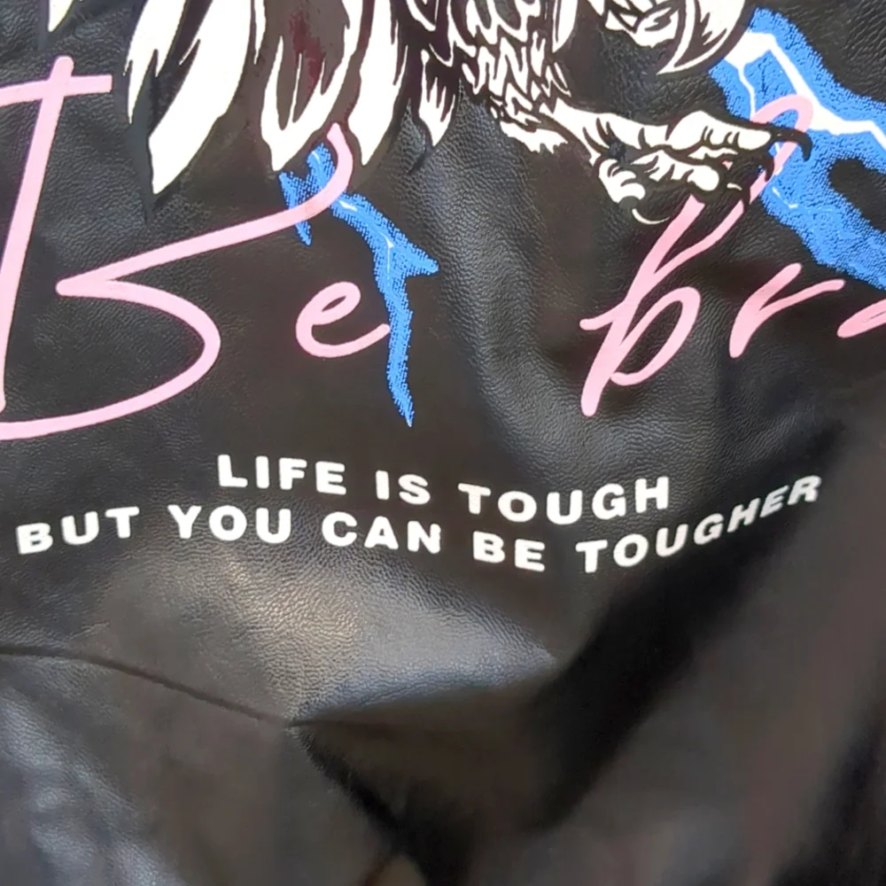 Black Faux Leather Jacket 4X - Picture 5 of 12